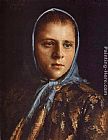Ivan Nikolaevich Kramskoy Canvas Paintings - Russian Girl in a Blue Shawl